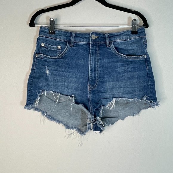 Zara Pants - Zara Size 10 Jean Denim High Waist Cutoff Shorts Frayed